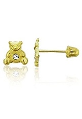 superb teeny-tiny teddy bear baby gold earrings   